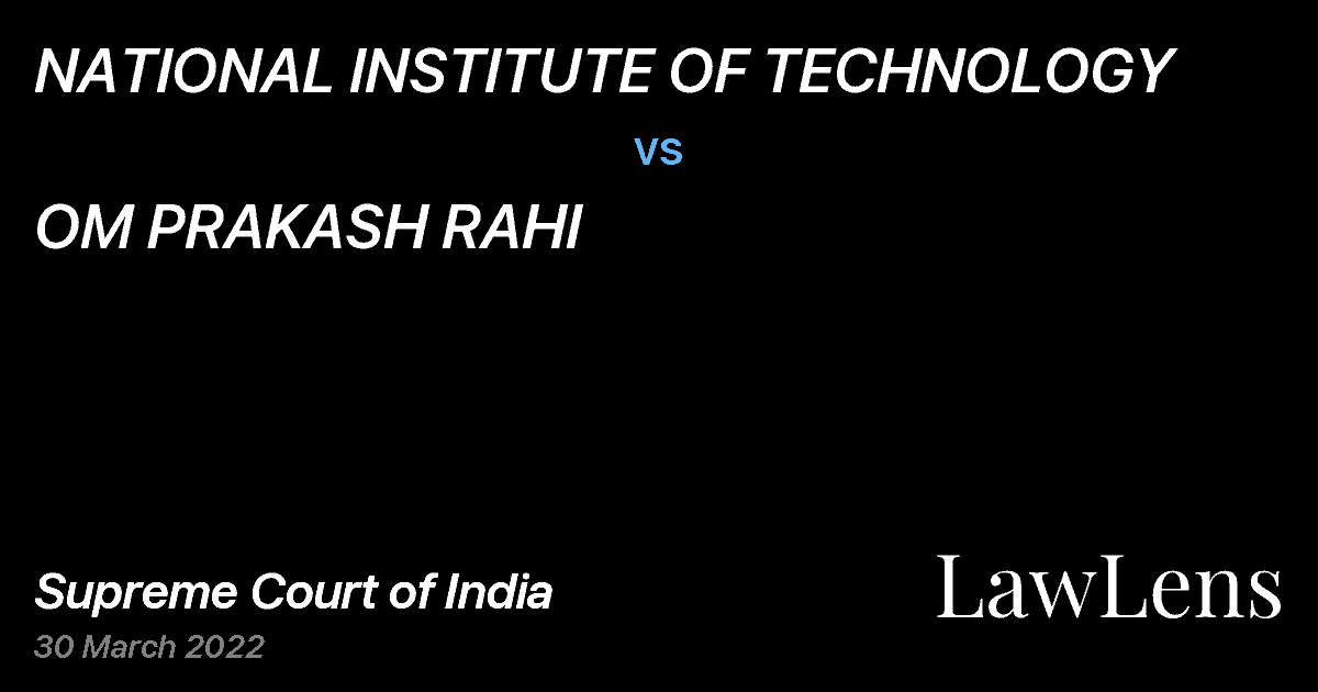 Preview image for NATIONAL INSTITUTE OF TECHNOLOGY vs. OM PRAKASH RAHI
