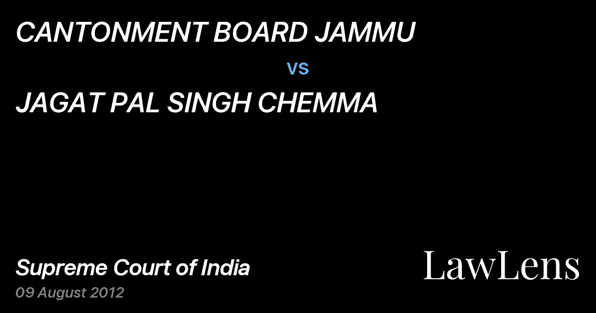 Preview image for CANTONMENT BOARD JAMMU vs. JAGAT PAL SINGH CHEMMA