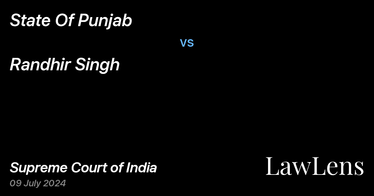 Preview image for STATE OF PUNJAB vs. RANDHIR SINGH