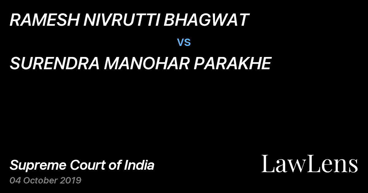 Preview image for RAMESH NIVRUTTI BHAGWAT vs. SURENDRA MANOHAR PARAKHE