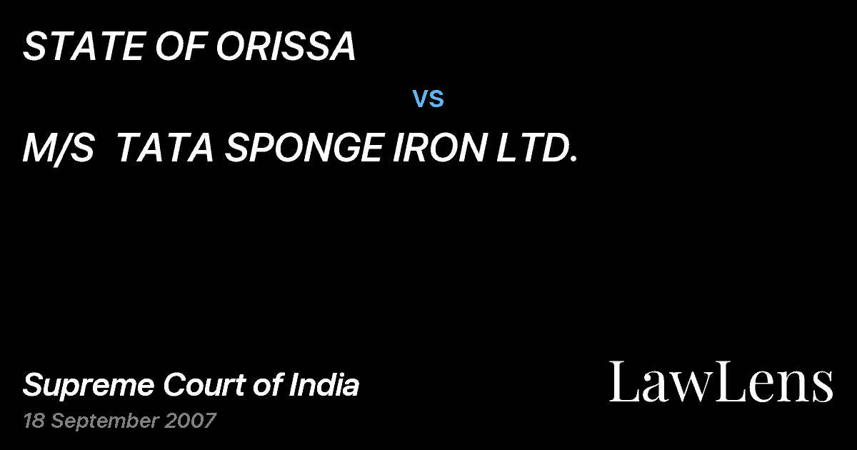 Preview image for STATE OF ORISSA vs. M/S  TATA SPONGE IRON LTD.