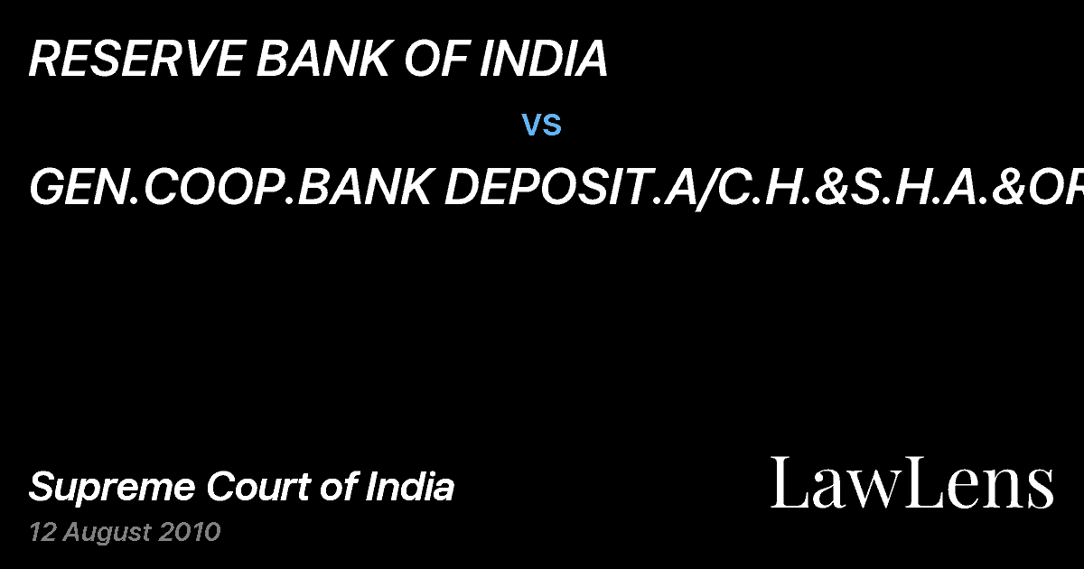 Preview image for RESERVE BANK OF INDIA vs. GEN.COOP.BANK DEPOSIT.A/C.H.&S.H.A.&ORS.