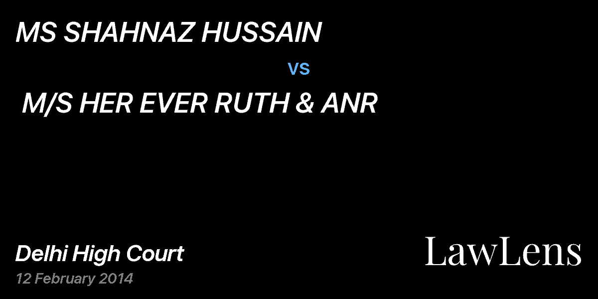 Preview image for MS SHAHNAZ HUSSAIN  vs.  M/S HER EVER RUTH & ANR