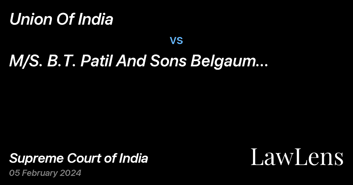 Preview image for Union Of India vs. M/S. B.T. Patil  And Sons Belgaum (Construction) Pvt. Ltd.