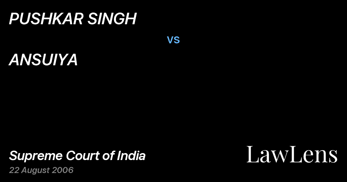 Preview image for PUSHKAR SINGH vs. ANSUIYA