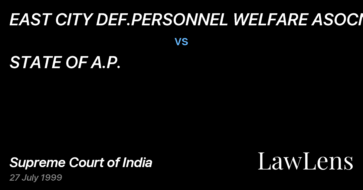 Preview image for EAST CITY DEF.PERSONNEL WELFARE ASOCN. vs. STATE OF A.P.
