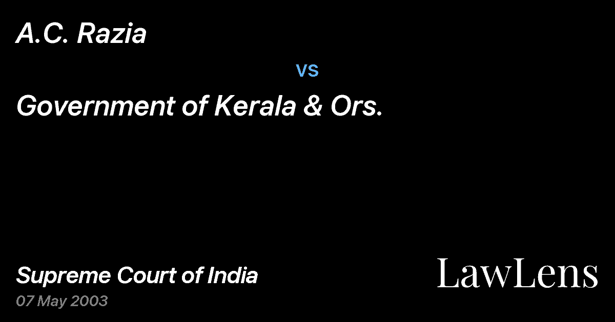 Preview image for A.C. Razia vs. Government of Kerala & Ors.