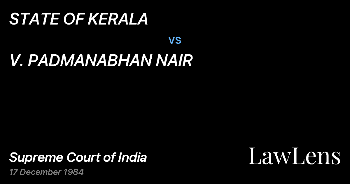 Preview image for STATE OF KERALA vs. V. PADMANABHAN NAIR