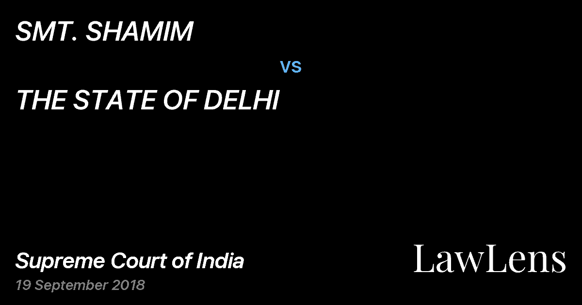Preview image for SMT. SHAMIM vs. THE STATE OF DELHI