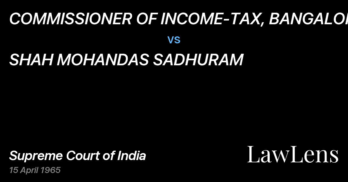 Preview image for COMMISSIONER OF INCOME-TAX, BANGALORE vs. SHAH MOHANDAS SADHURAM