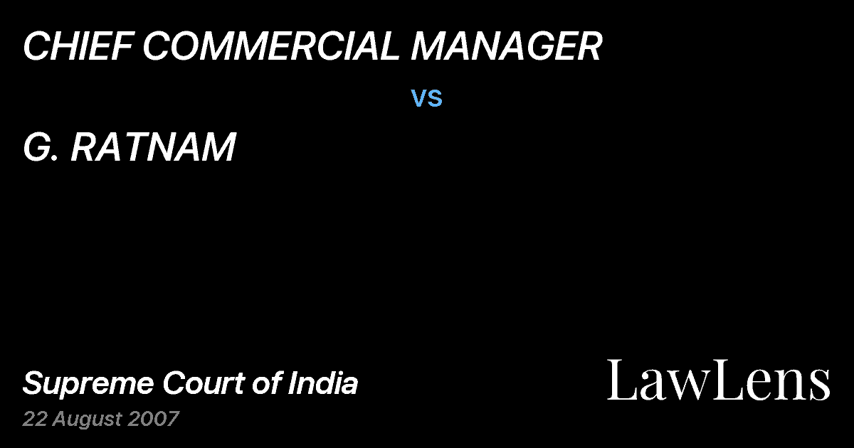 Preview image for CHIEF COMMERCIAL MANAGER vs. G. RATNAM
