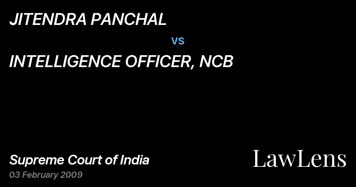 Preview image for JITENDRA PANCHAL vs. INTELLIGENCE OFFICER, NCB