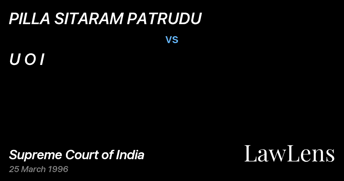 Preview image for PILLA SITARAM PATRUDU vs. U O I