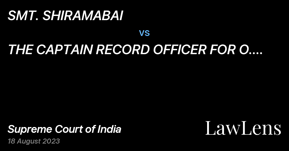 Preview image for SMT. SHIRAMABAI vs. THE CAPTAIN RECORD OFFICER FOR O. I. C. RECORDS