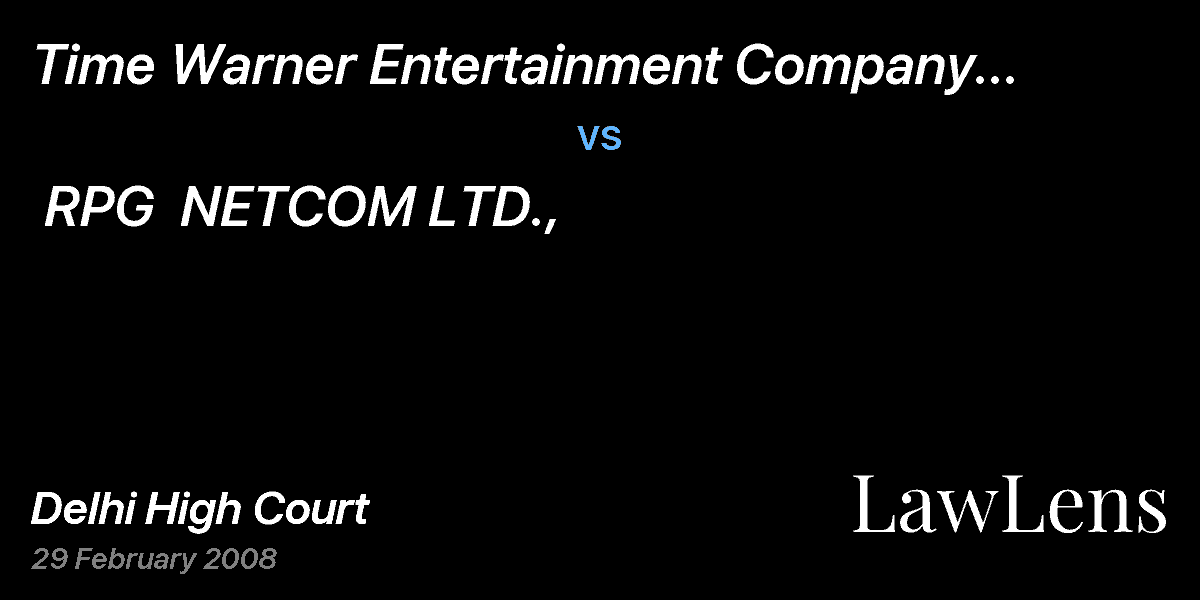 Preview image for Time Warner Entertainment Company I.P & Others vs. RPG  NETCOM LTD.,