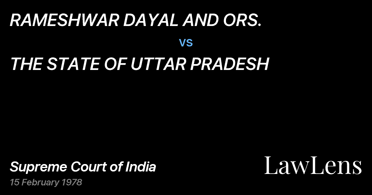 Preview image for RAMESHWAR DAYAL AND ORS. vs. THE STATE OF UTTAR PRADESH