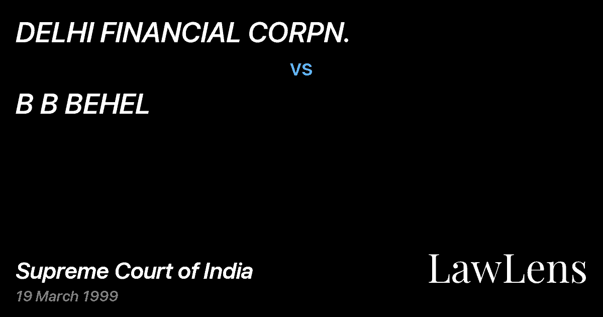 Preview image for DELHI FINANCIAL CORPN. vs. B B BEHEL