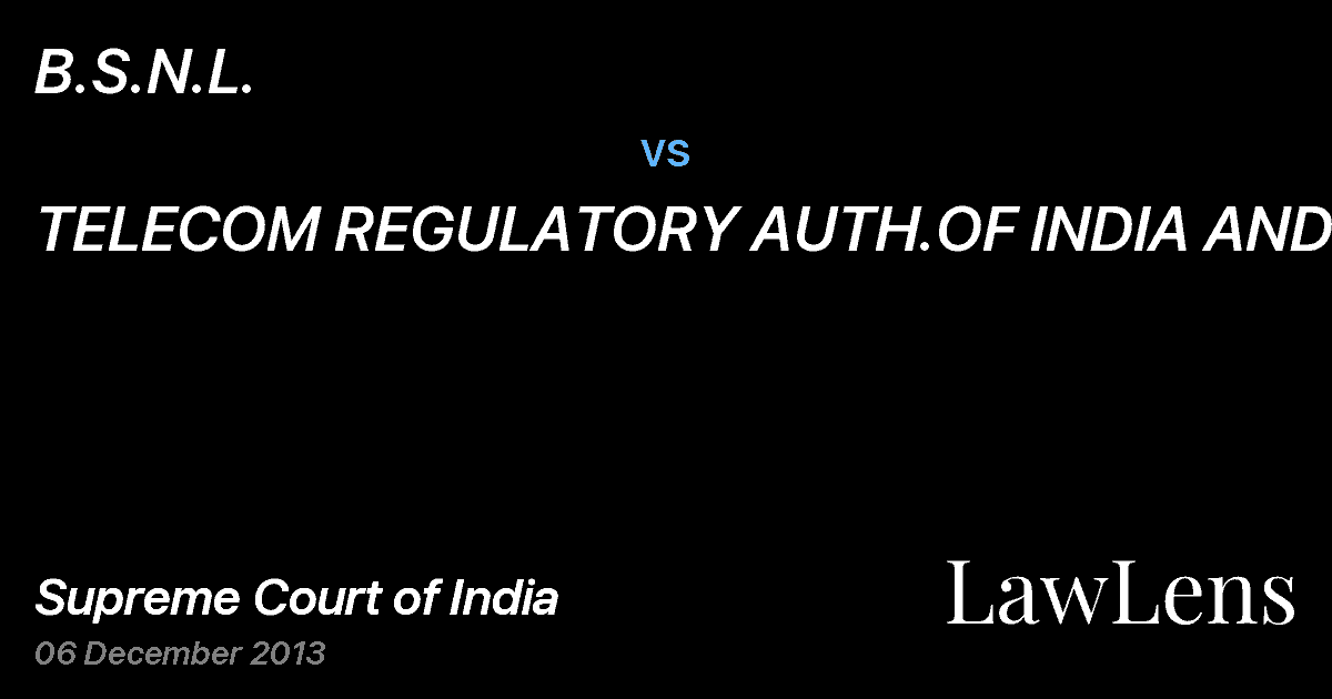 Preview image for B.S.N.L. vs. TELECOM REGULATORY AUTH.OF INDIA AND ORS