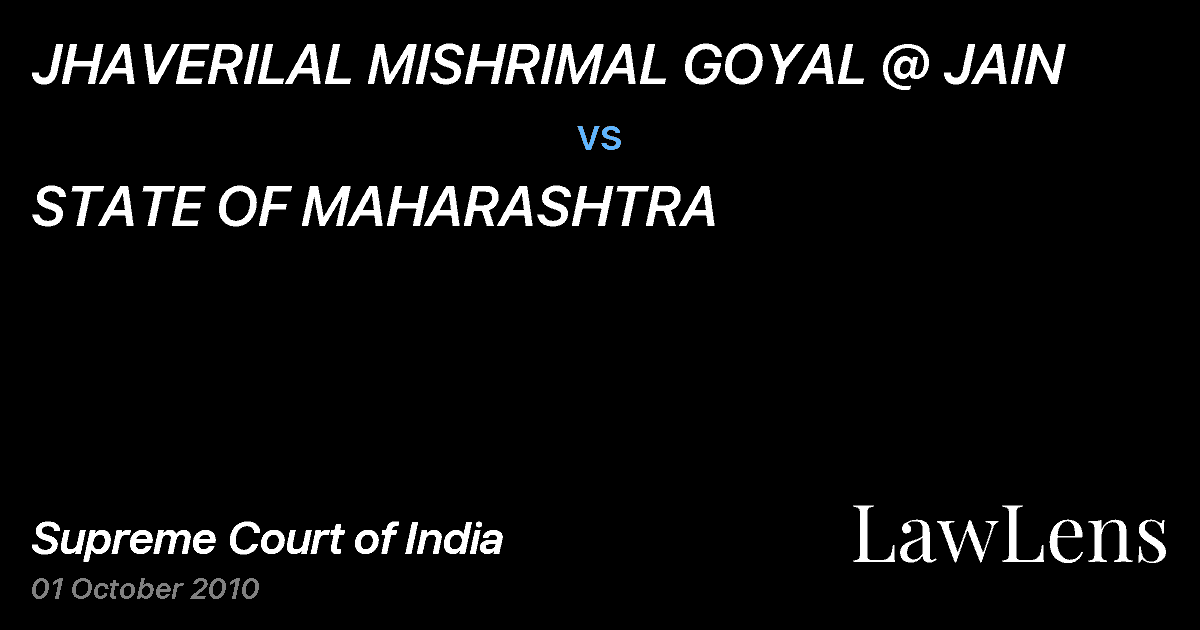 Preview image for JHAVERILAL MISHRIMAL GOYAL @ JAIN vs. STATE OF MAHARASHTRA