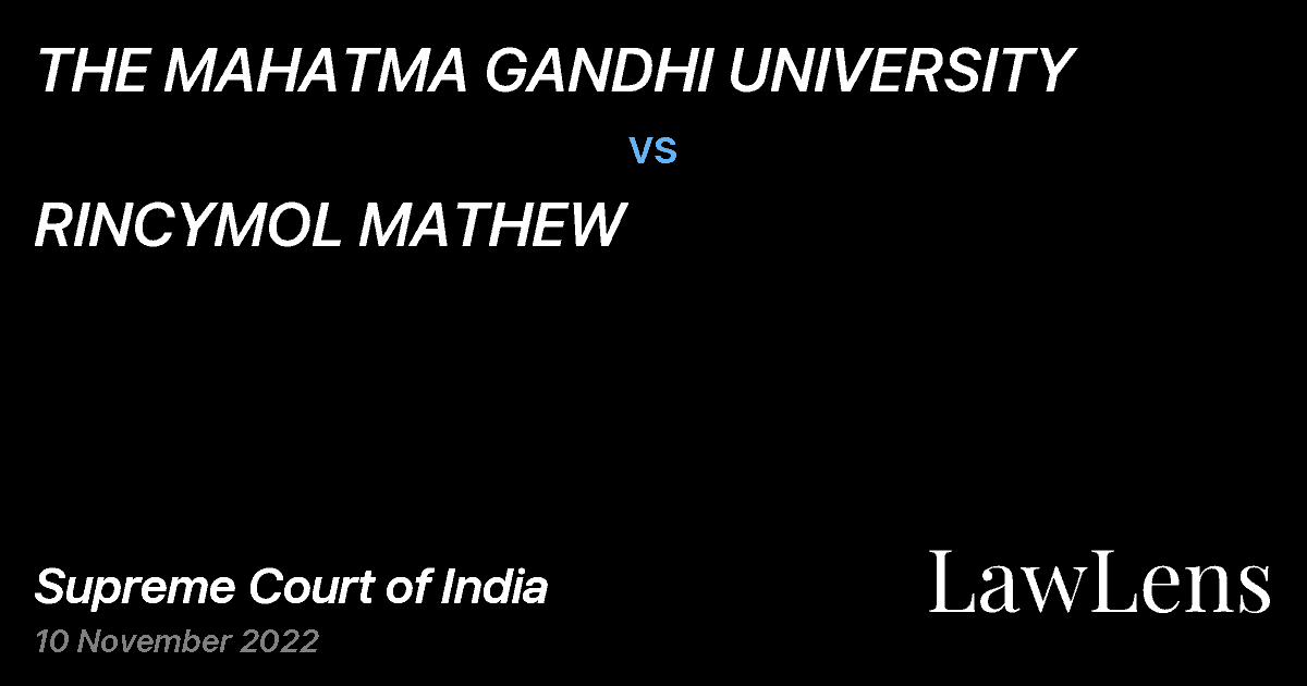 Preview image for THE MAHATMA GANDHI UNIVERSITY vs. RINCYMOL MATHEW