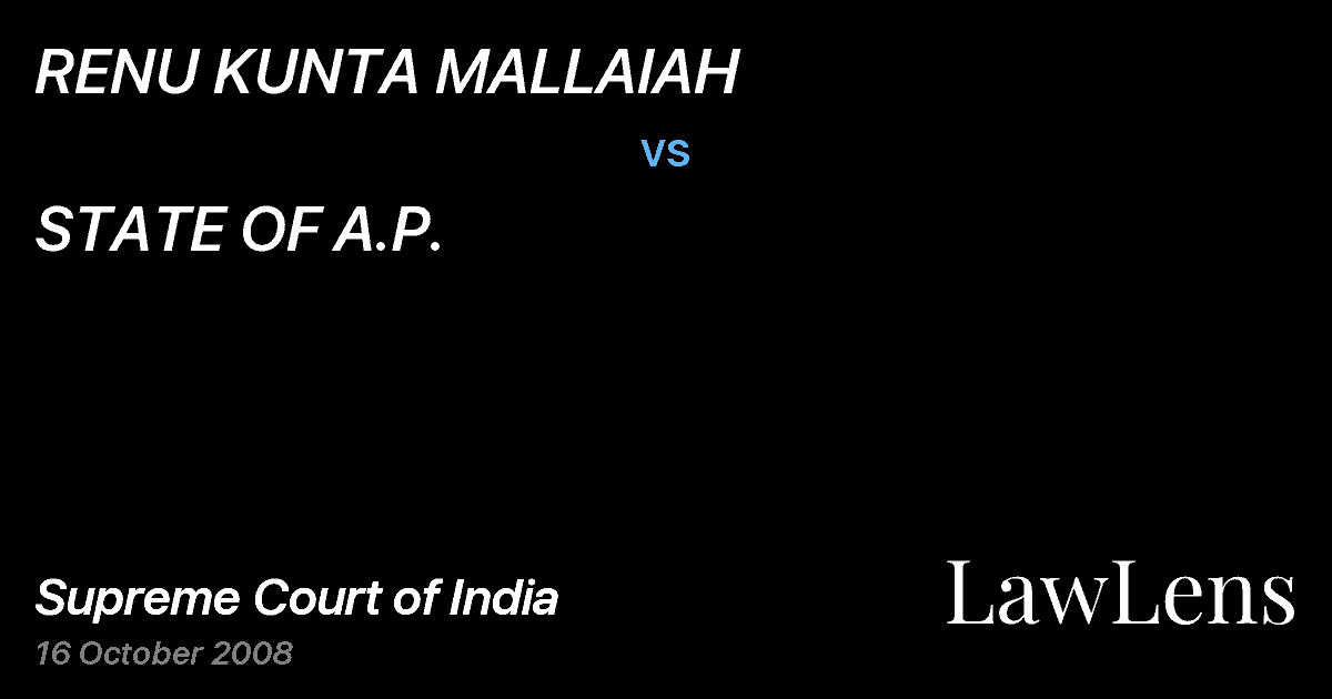 Preview image for RENU KUNTA MALLAIAH vs. STATE OF A.P.