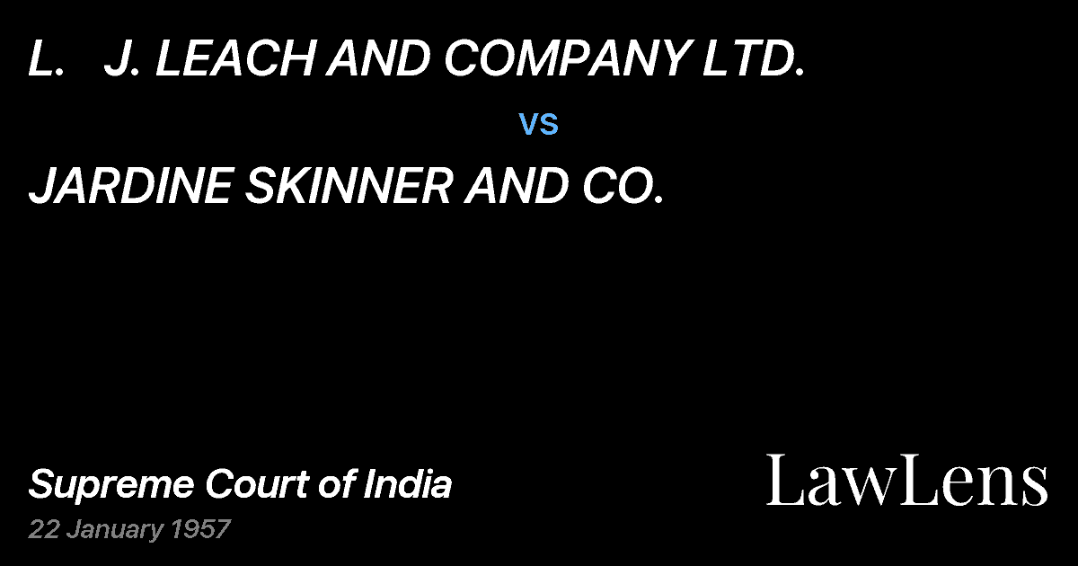Preview image for L.   J. LEACH AND COMPANY LTD. vs. JARDINE SKINNER AND CO.