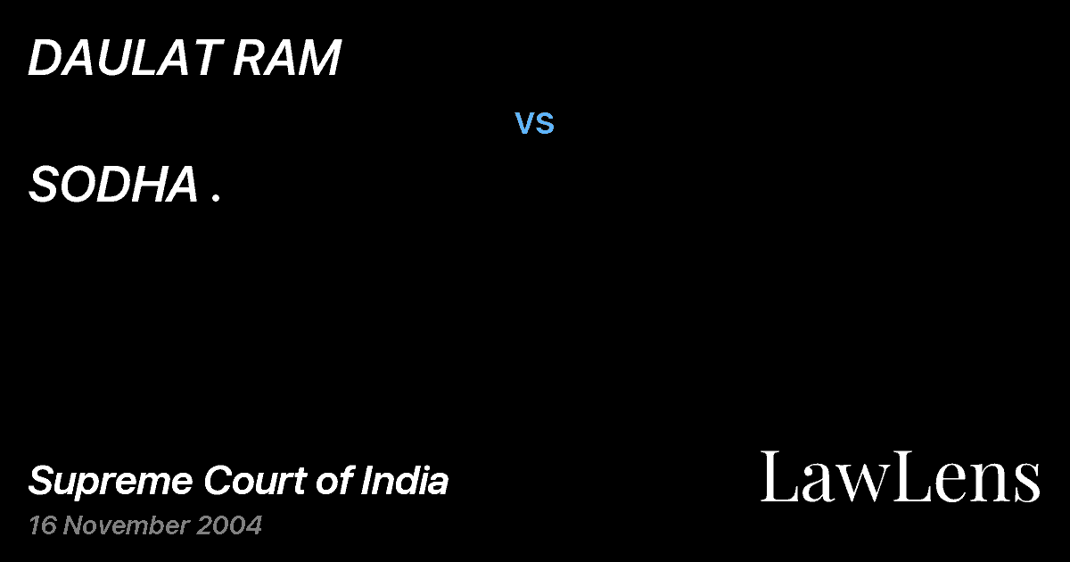Preview image for DAULAT RAM vs. SODHA .