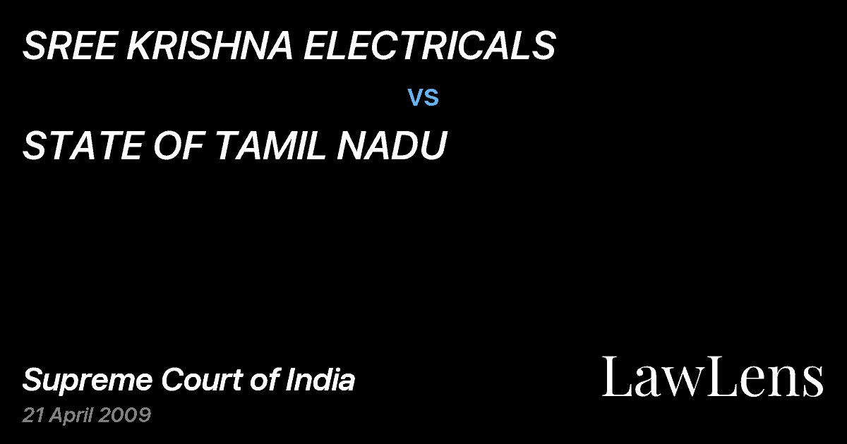 Preview image for SREE KRISHNA ELECTRICALS vs. STATE OF TAMIL NADU