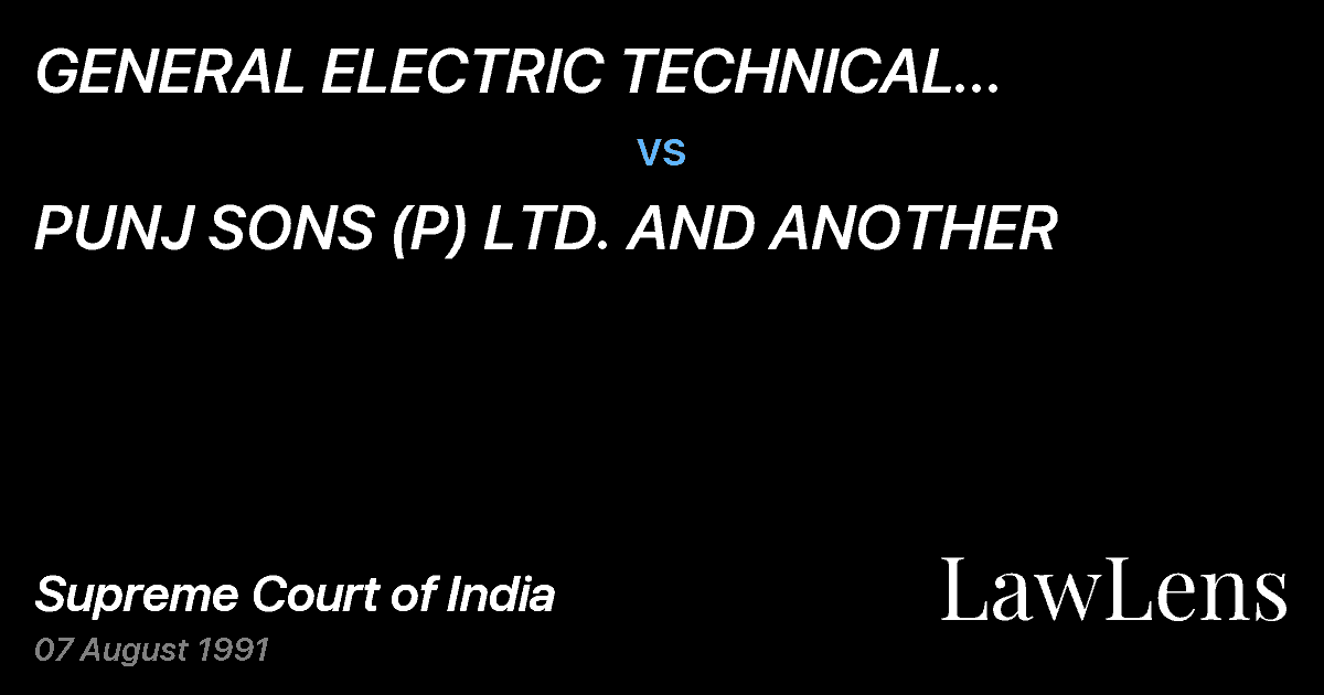 Preview image for GENERAL ELECTRIC TECHNICAL SERVICESCOMPANY INC. vs. PUNJ SONS (P) LTD. AND ANOTHER