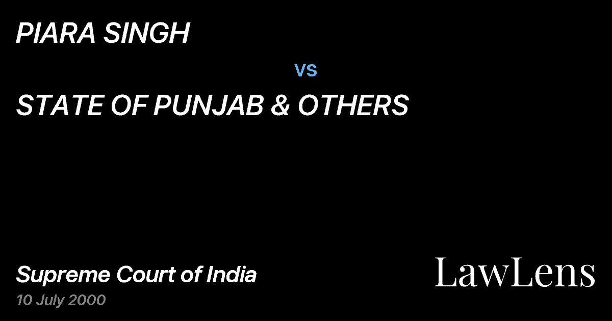 Preview image for PIARA SINGH vs. STATE OF PUNJAB & OTHERS