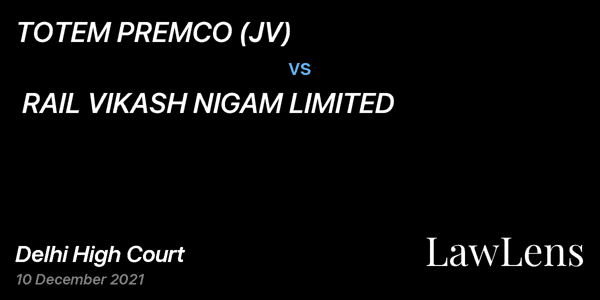 Preview image for TOTEM PREMCO (JV)  vs.  RAIL VIKASH NIGAM LIMITED