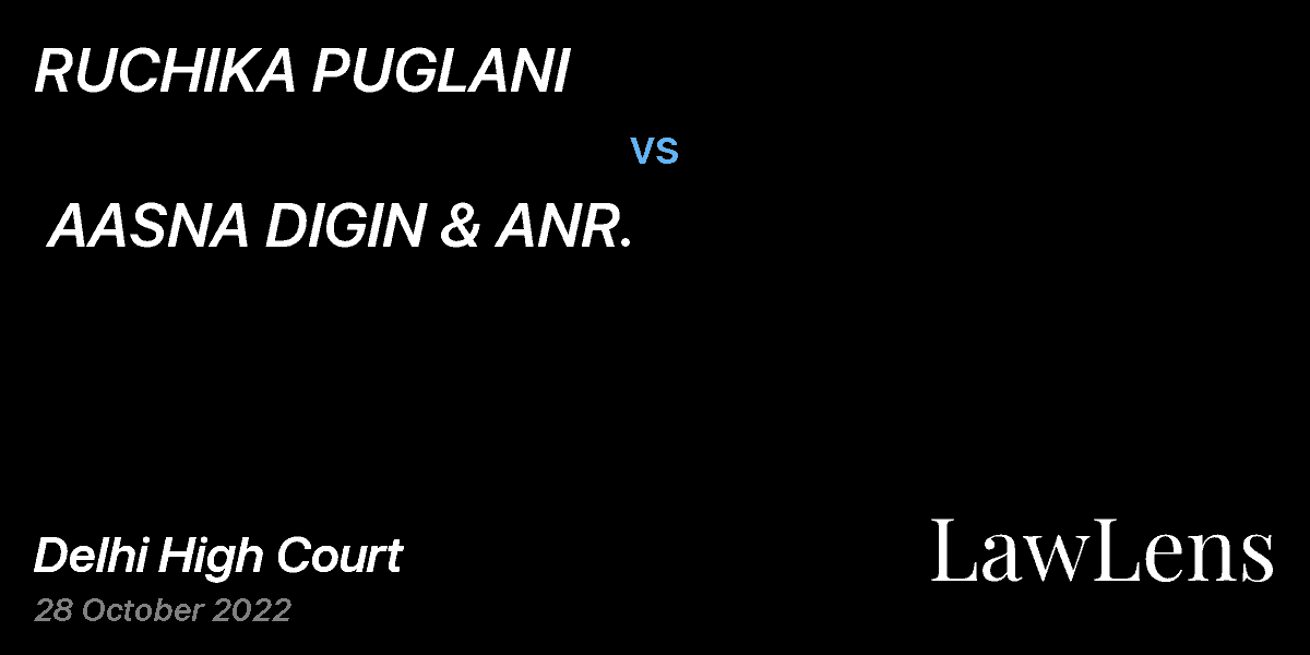 Preview image for RUCHIKA PUGLANI  vs.  AASNA DIGIN & ANR.
