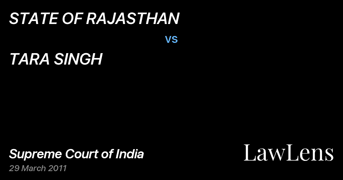 Preview image for STATE OF RAJASTHAN vs. TARA SINGH