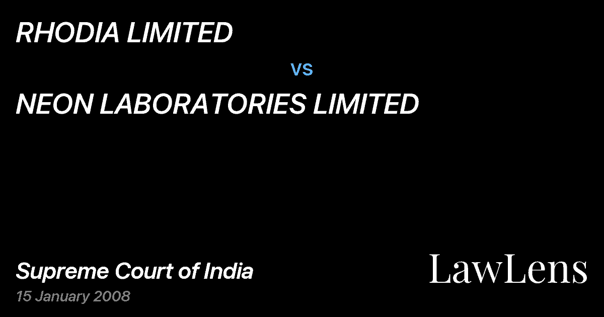 Preview image for RHODIA LIMITED vs. NEON LABORATORIES LIMITED
