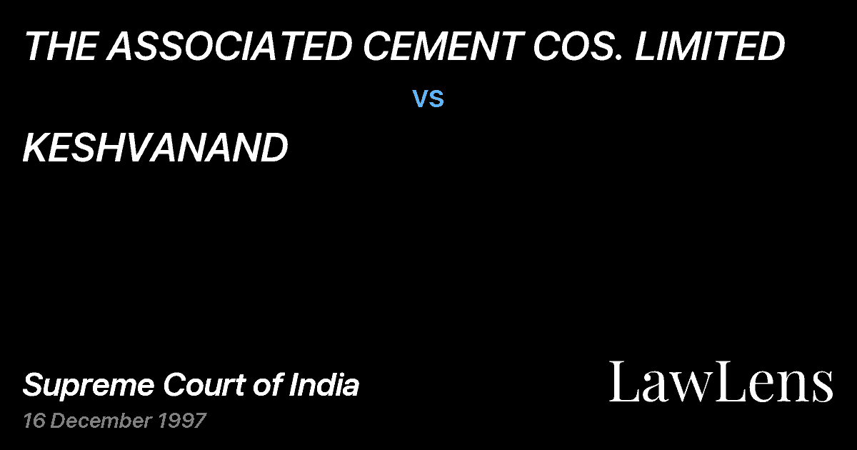Preview image for THE ASSOCIATED CEMENT COS. LIMITED vs. KESHVANAND