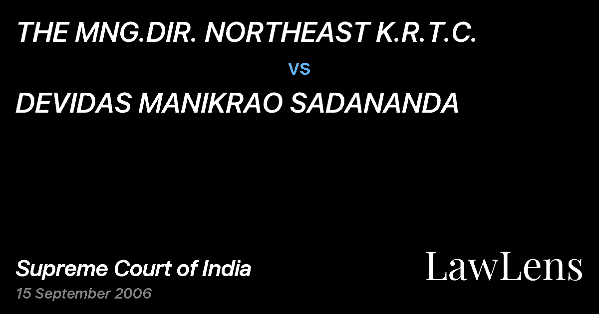 Preview image for THE MNG.DIR. NORTHEAST K.R.T.C. vs. DEVIDAS MANIKRAO SADANANDA