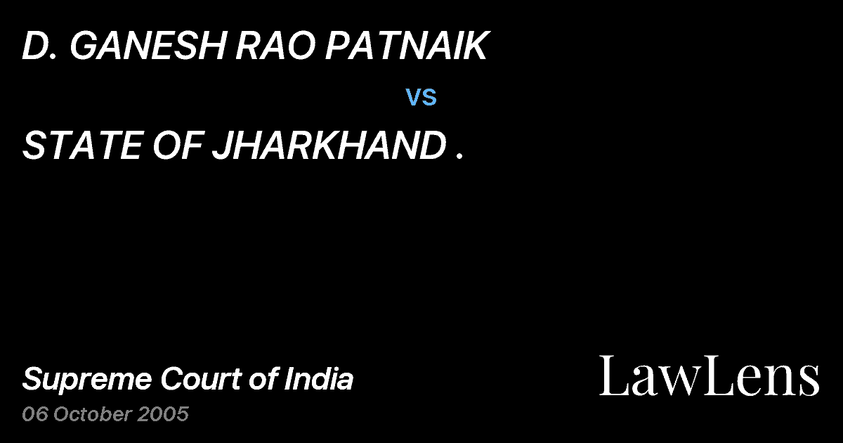 Preview image for D. GANESH RAO PATNAIK vs. STATE OF JHARKHAND .