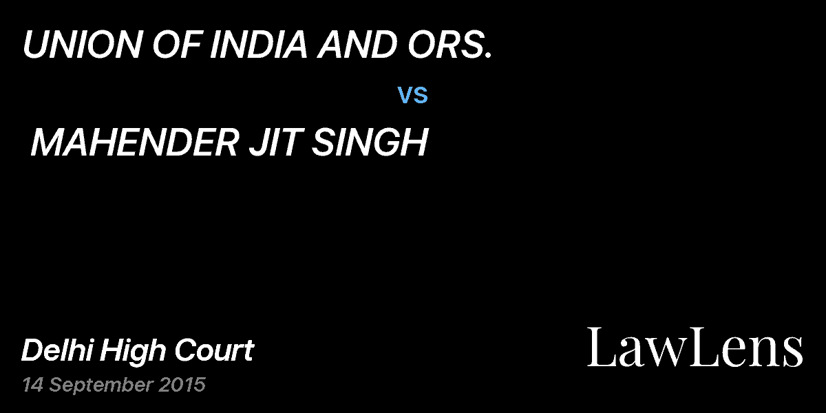 Preview image for UNION OF INDIA AND ORS.  vs.  MAHENDER JIT SINGH 