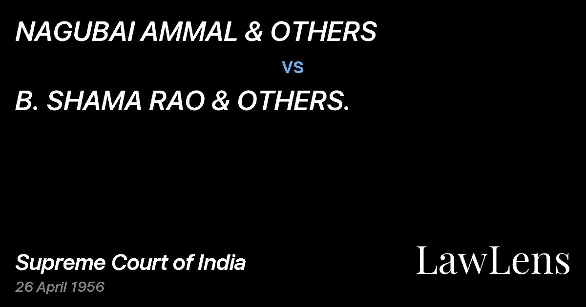 Preview image for NAGUBAI AMMAL & OTHERS vs. B. SHAMA RAO & OTHERS.