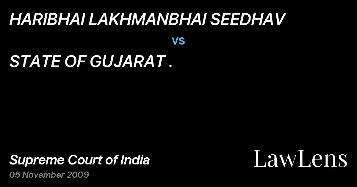 Preview image for HARIBHAI LAKHMANBHAI SEEDHAV vs. STATE OF GUJARAT .