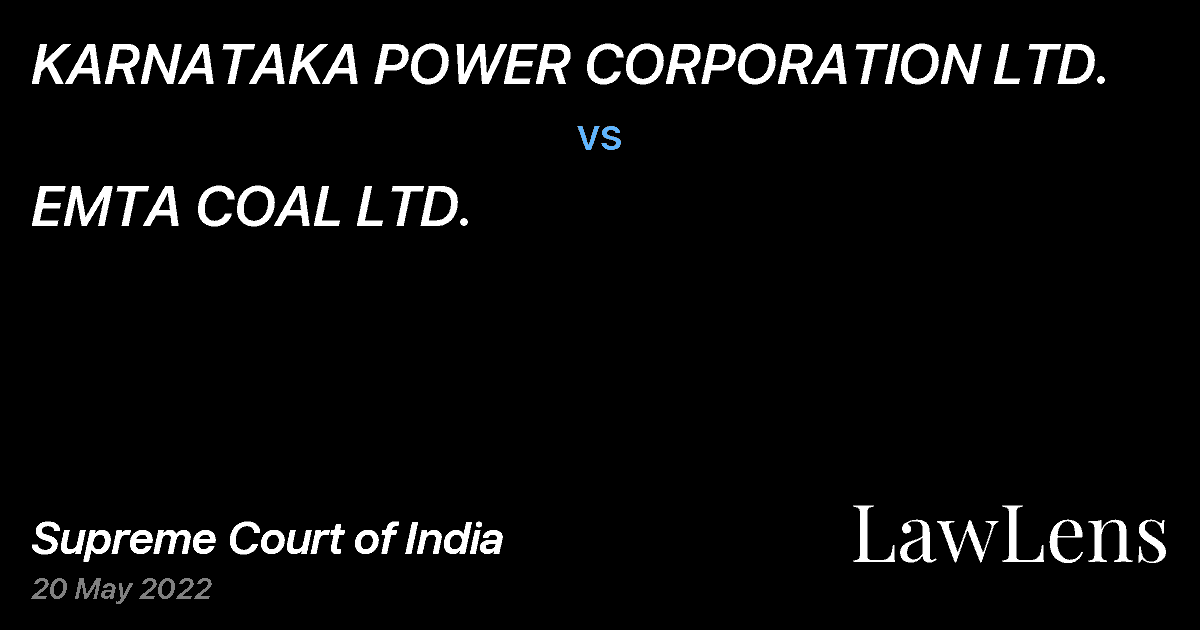 Preview image for KARNATAKA POWER CORPORATION LTD. vs. EMTA COAL LTD.