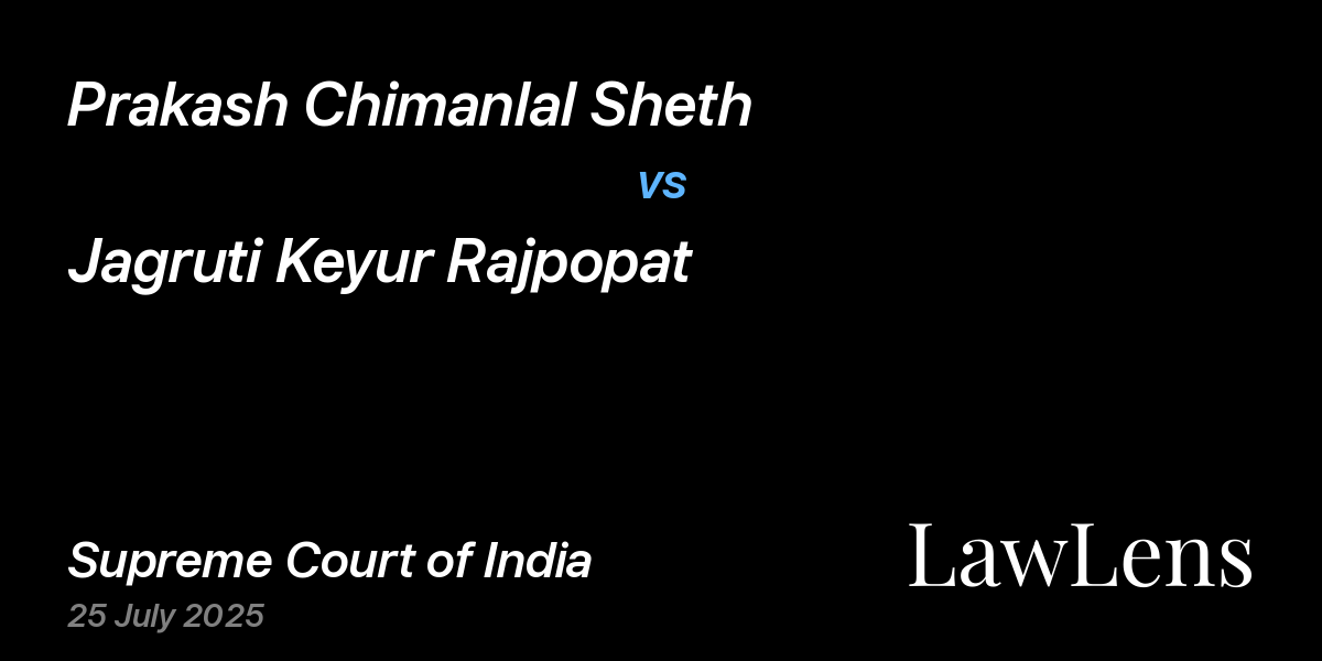 Preview image for Prakash Chimanlal Sheth vs. Jagruti Keyur Rajpopat