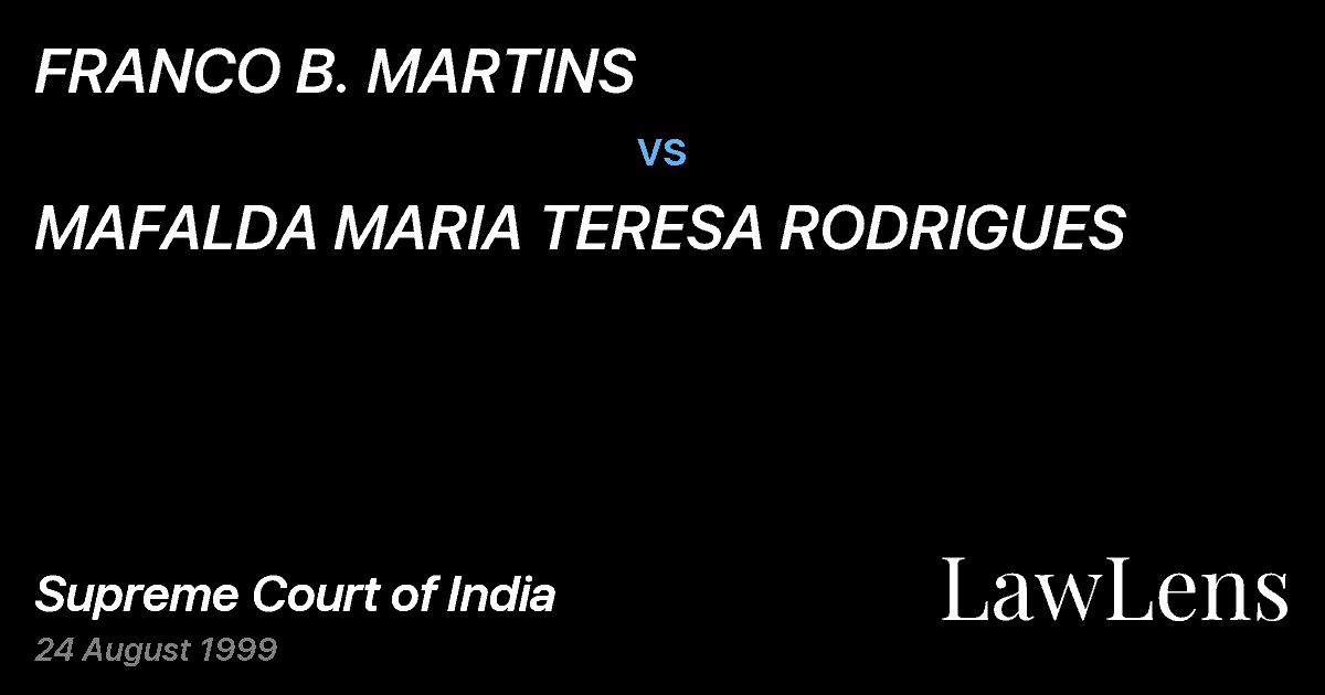 Preview image for FRANCO B. MARTINS vs. MAFALDA MARIA TERESA RODRIGUES