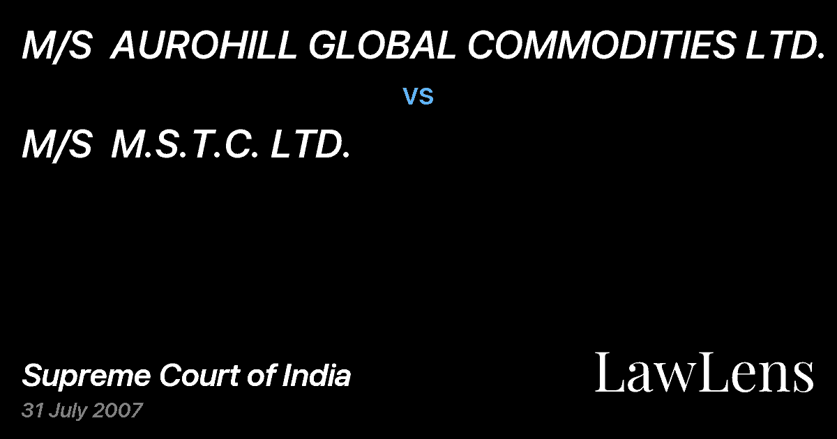 Preview image for M/S  AUROHILL GLOBAL COMMODITIES LTD. vs. M/S  M.S.T.C. LTD.