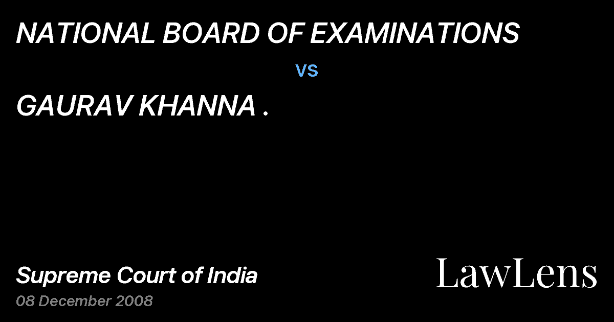 Preview image for NATIONAL BOARD OF EXAMINATIONS vs. GAURAV KHANNA .