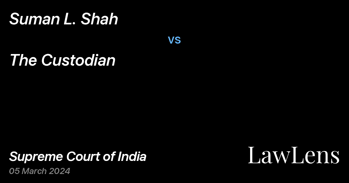 Preview image for Suman L. Shah vs. The Custodian
