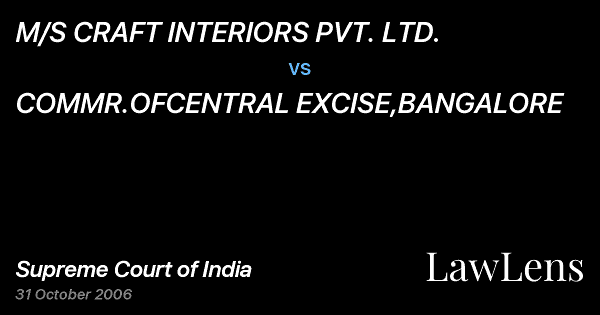 Preview image for M/S CRAFT INTERIORS PVT. LTD. vs. COMMR.OFCENTRAL EXCISE,BANGALORE