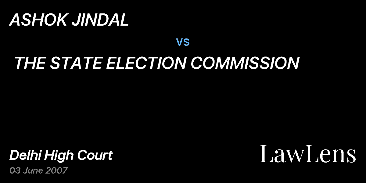 Preview image for ASHOK JINDAL  vs.  THE STATE ELECTION COMMISSION