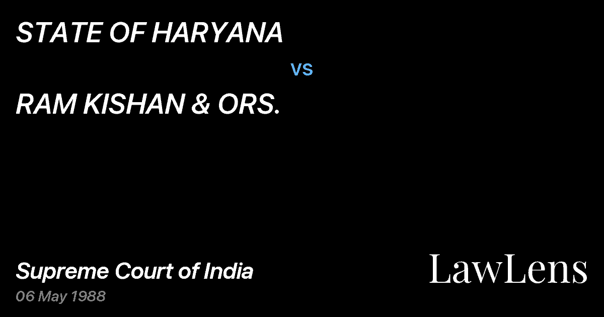 Preview image for STATE OF HARYANA vs. RAM KISHAN & ORS.
