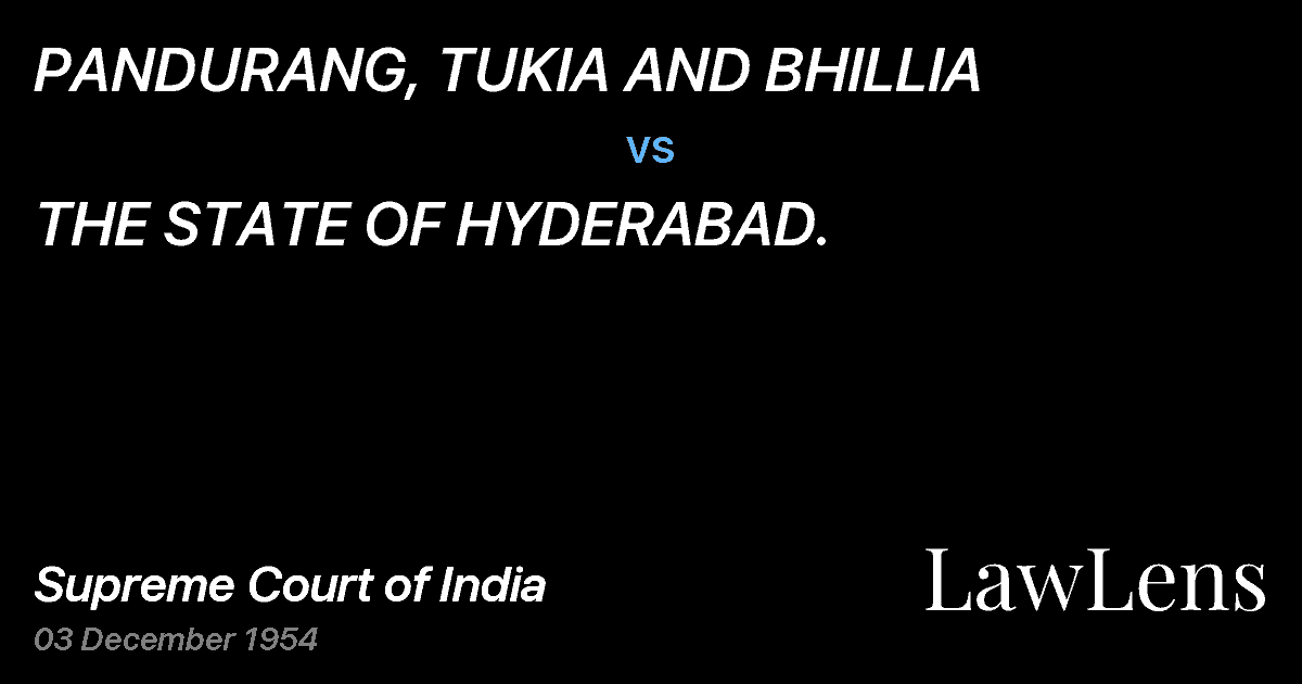 Preview image for PANDURANG, TUKIA AND BHILLIA vs. THE STATE OF HYDERABAD.